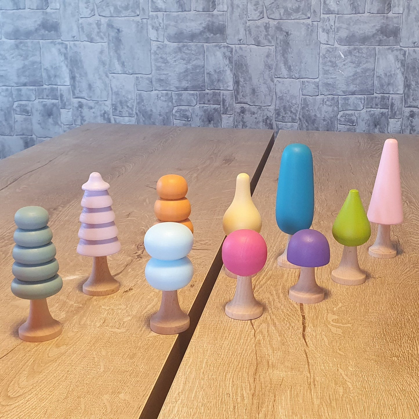 KirtKirt Ahsap Waldorf Agac Seti 10'lu Pastel