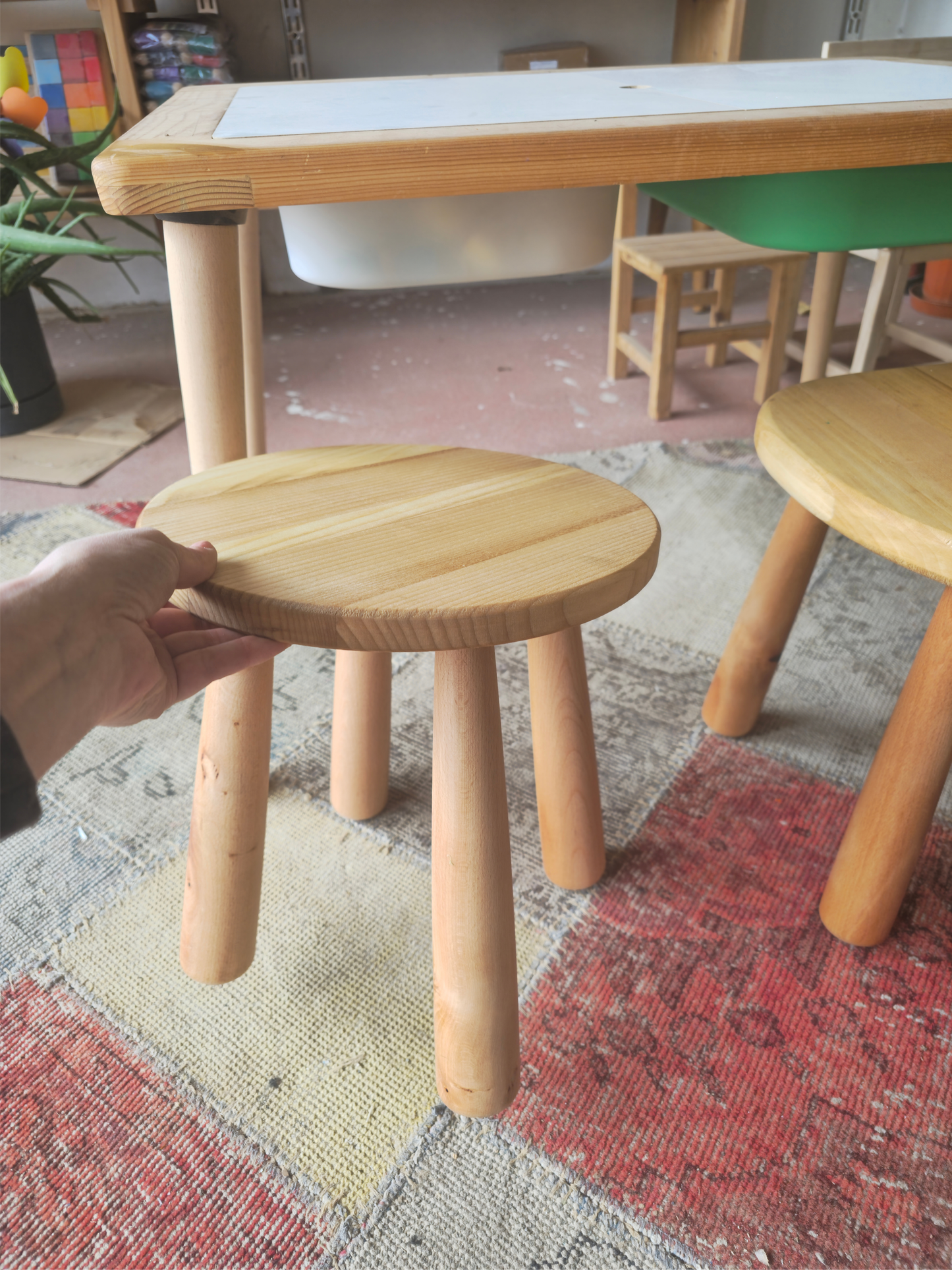 Montessori Çocuk Taburesi 29 cm | Doğal Ahşap Çocuk Taburesi