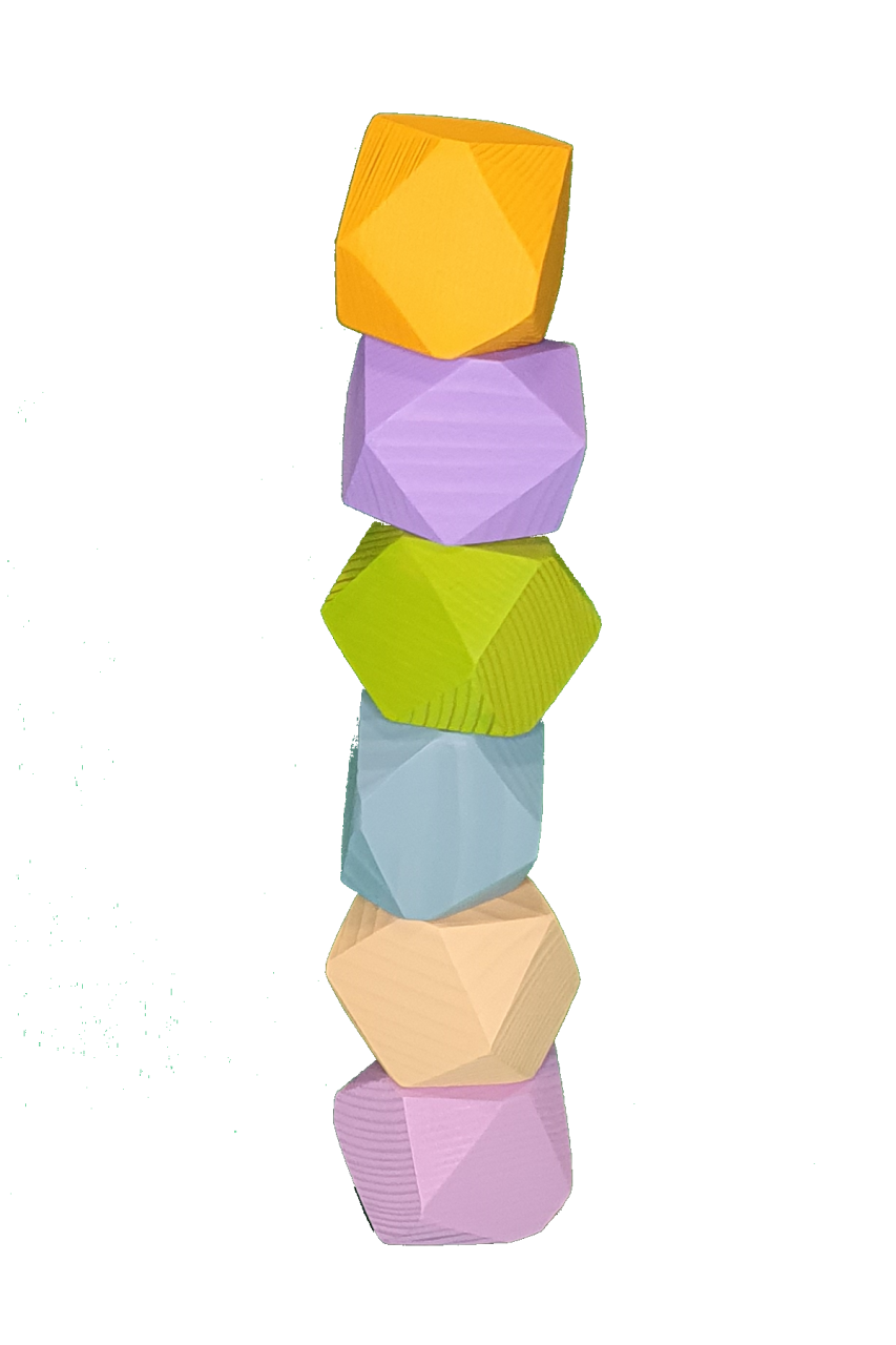 KirtKirt Ahsap | Tumi ishi Ahsap Bloklar | 6 Parca Pastel Denge Oyunu | Waldorf & Montessori Oyuncak