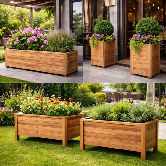 KirtKirt Wooden Planter | Wooden Flower Pot | 60x40x40 cm | Outdoor Flower Pot | Decorative Planter