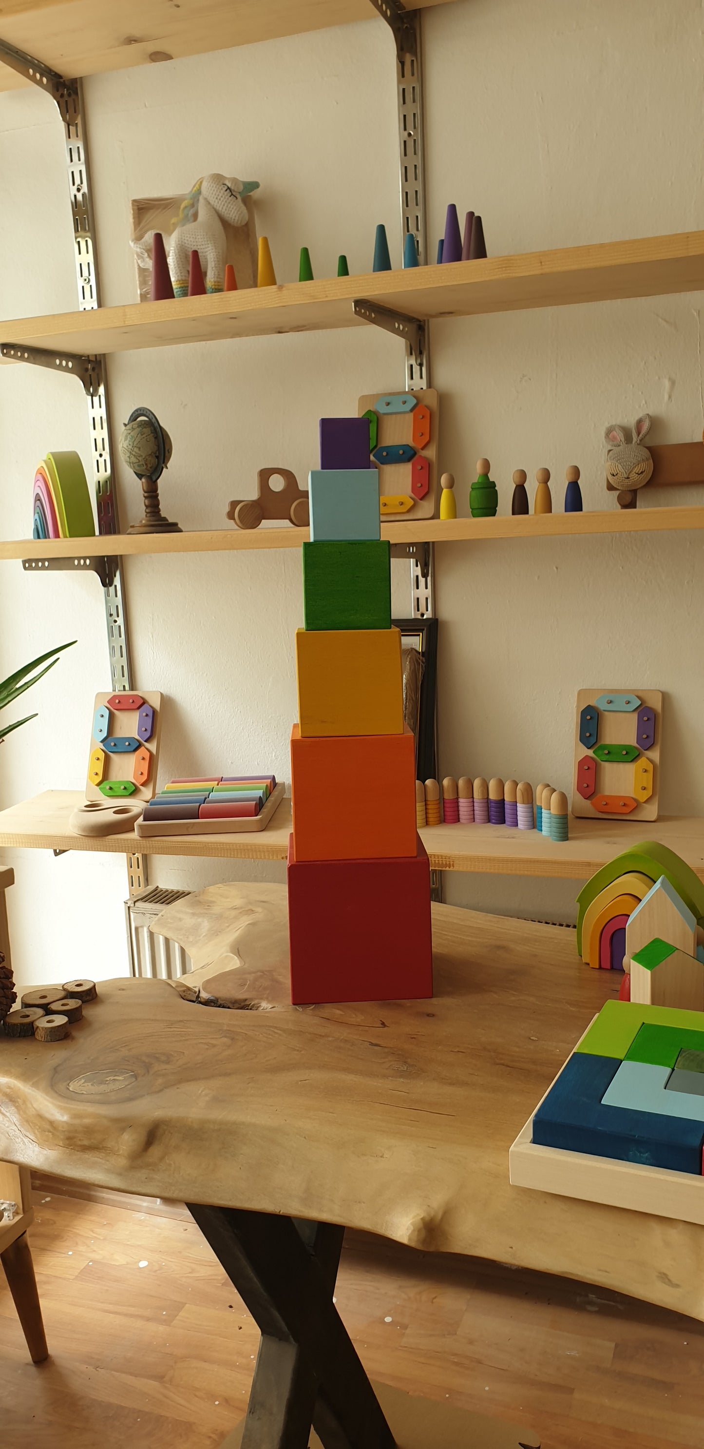 KirtKirt Wood - Holzkisten-Set - 6-teilig - Montessori Naturholzspielzeug