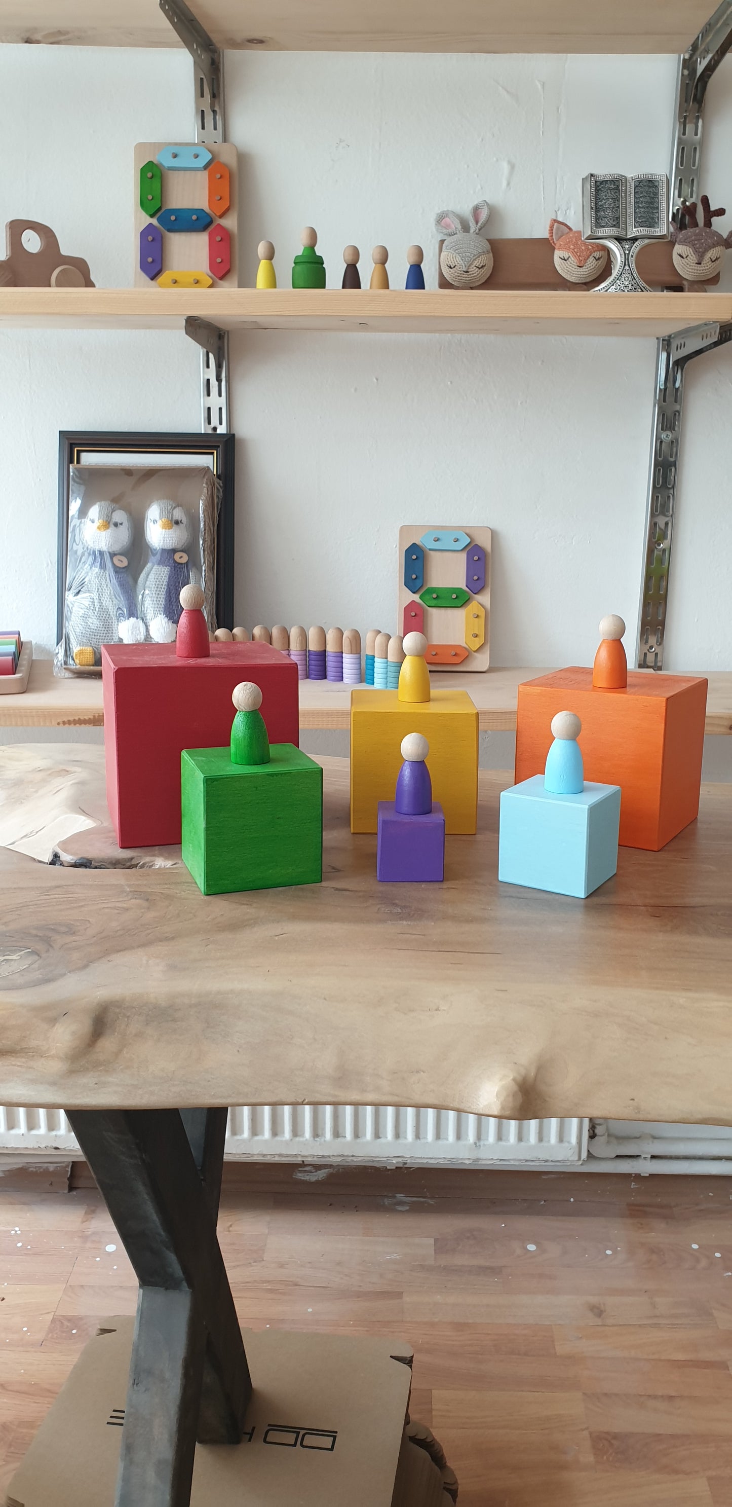 KirtKirt Wood - Holzkisten-Set - 6-teilig - Montessori Naturholzspielzeug