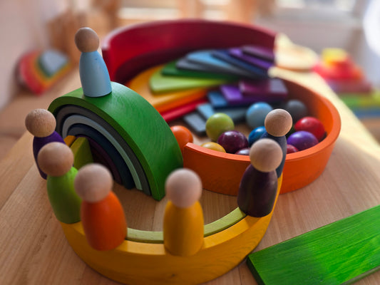 Waldorf Gökkuşağı Seti 58 Parça 38 cm 5 cm Top | Ahşap Eğitici Oyuncak