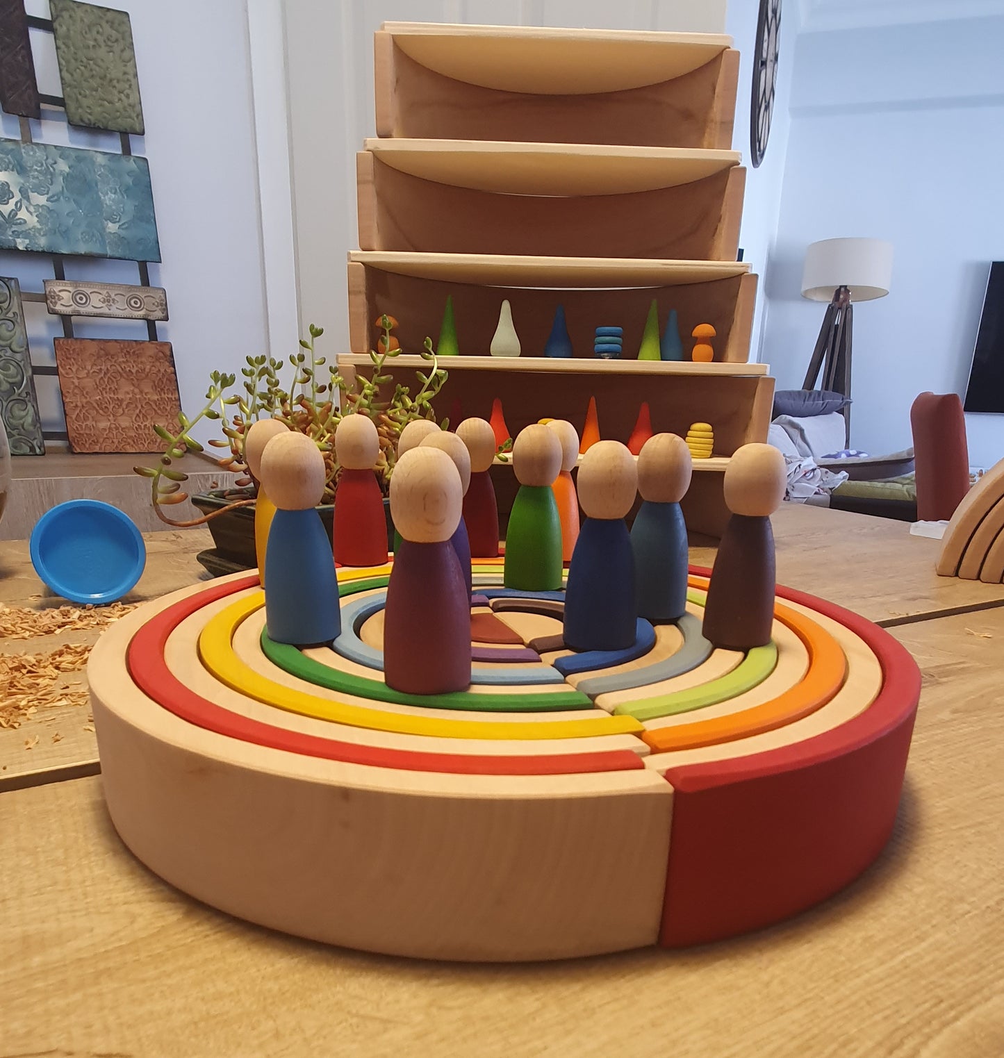 KirtKirt Holz Waldorf Rainbow Friends 12 Stück – Regenbogenklammern
