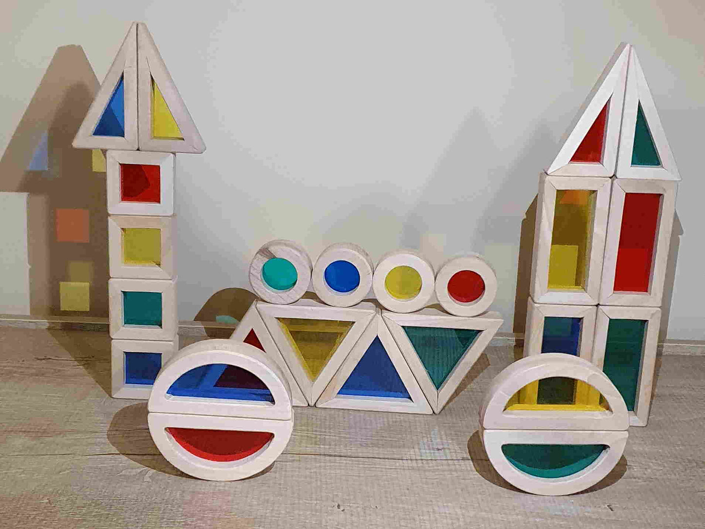 Ahsap Renkli Bloklar 24 parca - Rainbow Block Waldorf Montessori Dogal Oyuncak