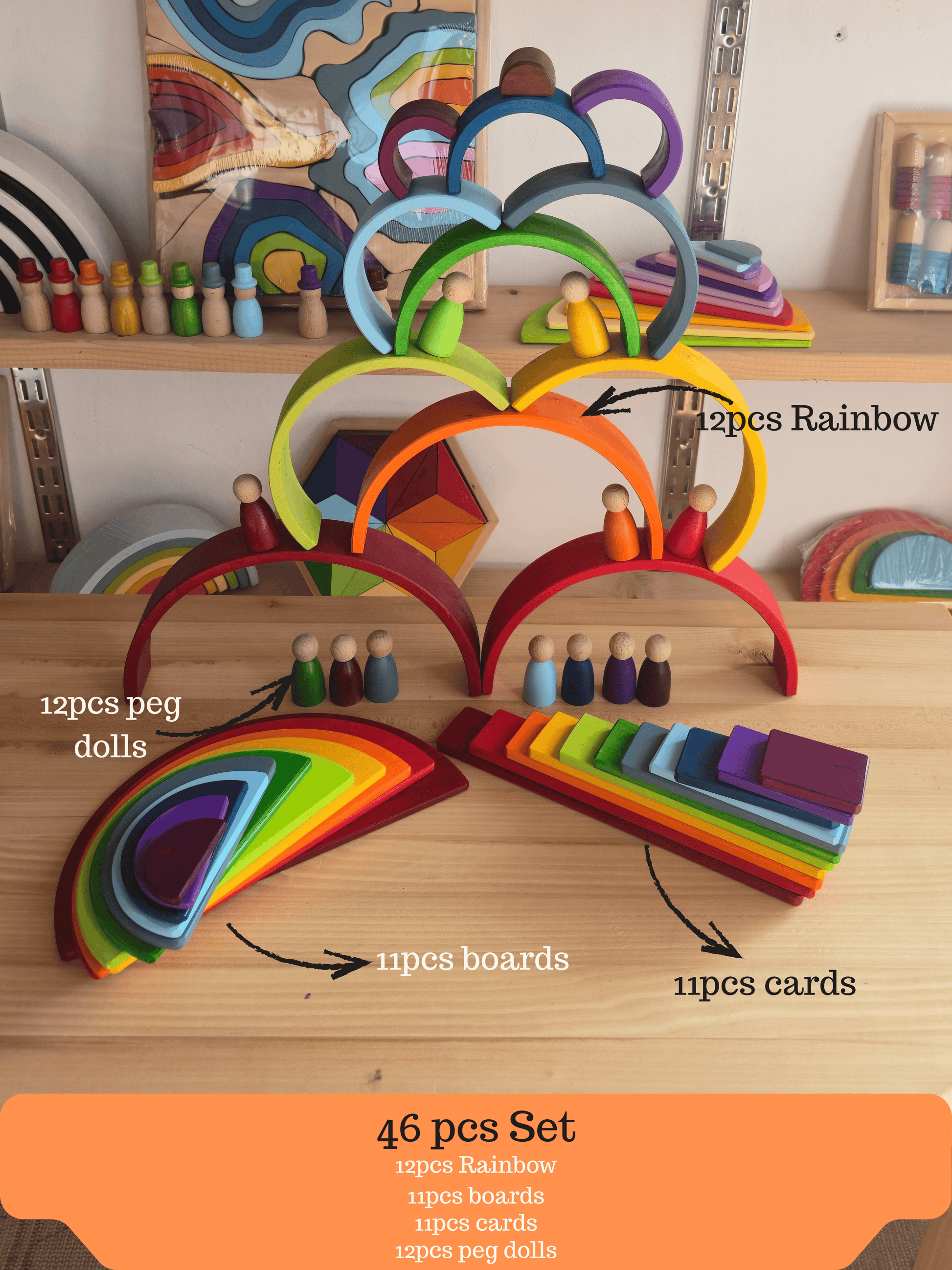 ahsap waldorf gokkusagi oyuncak seti