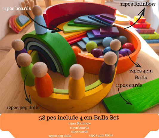 KirtKirt Ahsap | Waldorf Gokkusagi Seti | 58 ParcaBALLS4cm | 0-6 Yas | 29 cm