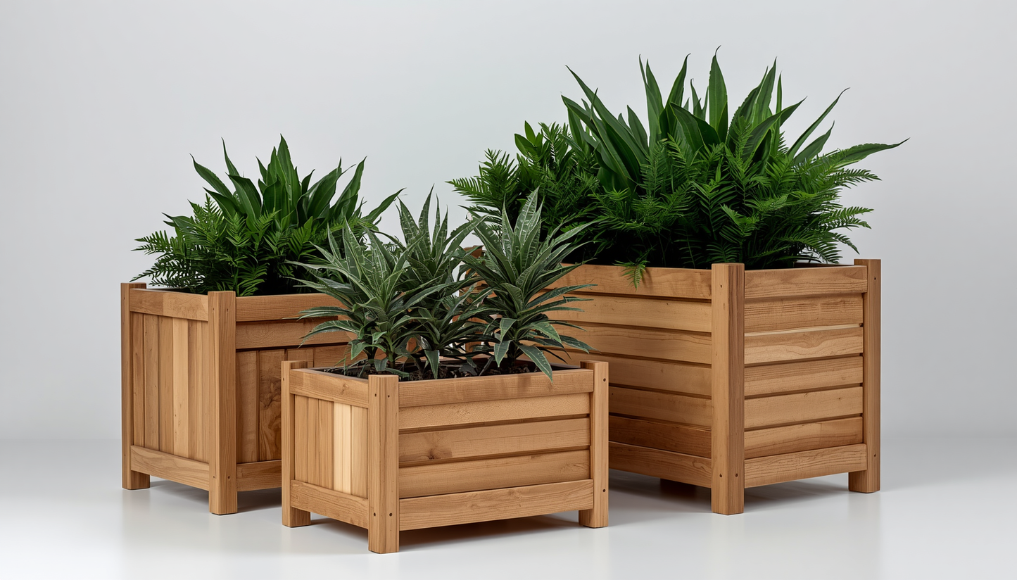 KirtKirt Wooden Planter | Wooden Flower Pot | 60x40x40 cm | Outdoor Flower Pot | Decorative Planter