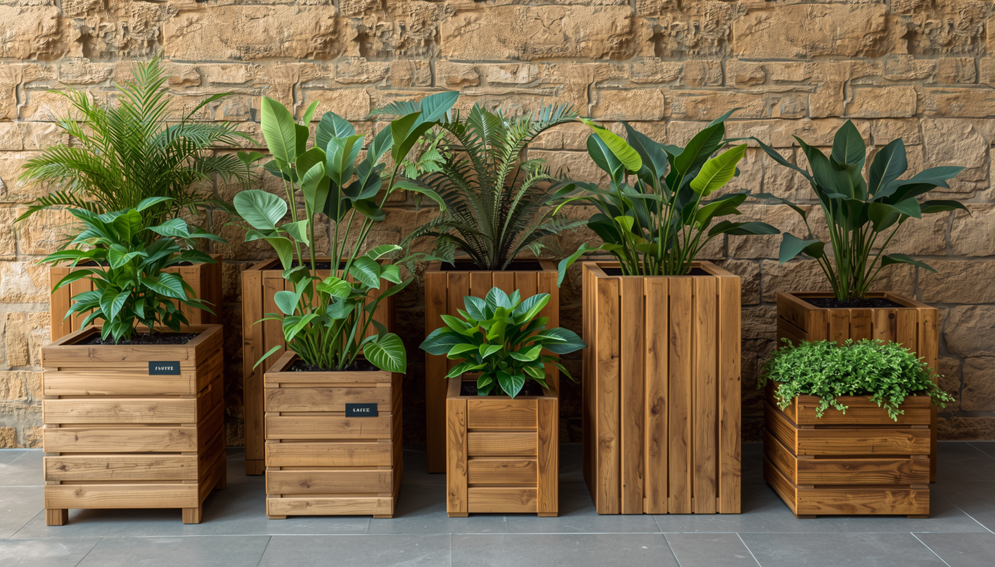 KirtKirt Wooden Planter | Wooden Flower Pot | 60x40x40 cm | Outdoor Flower Pot | Decorative Planter