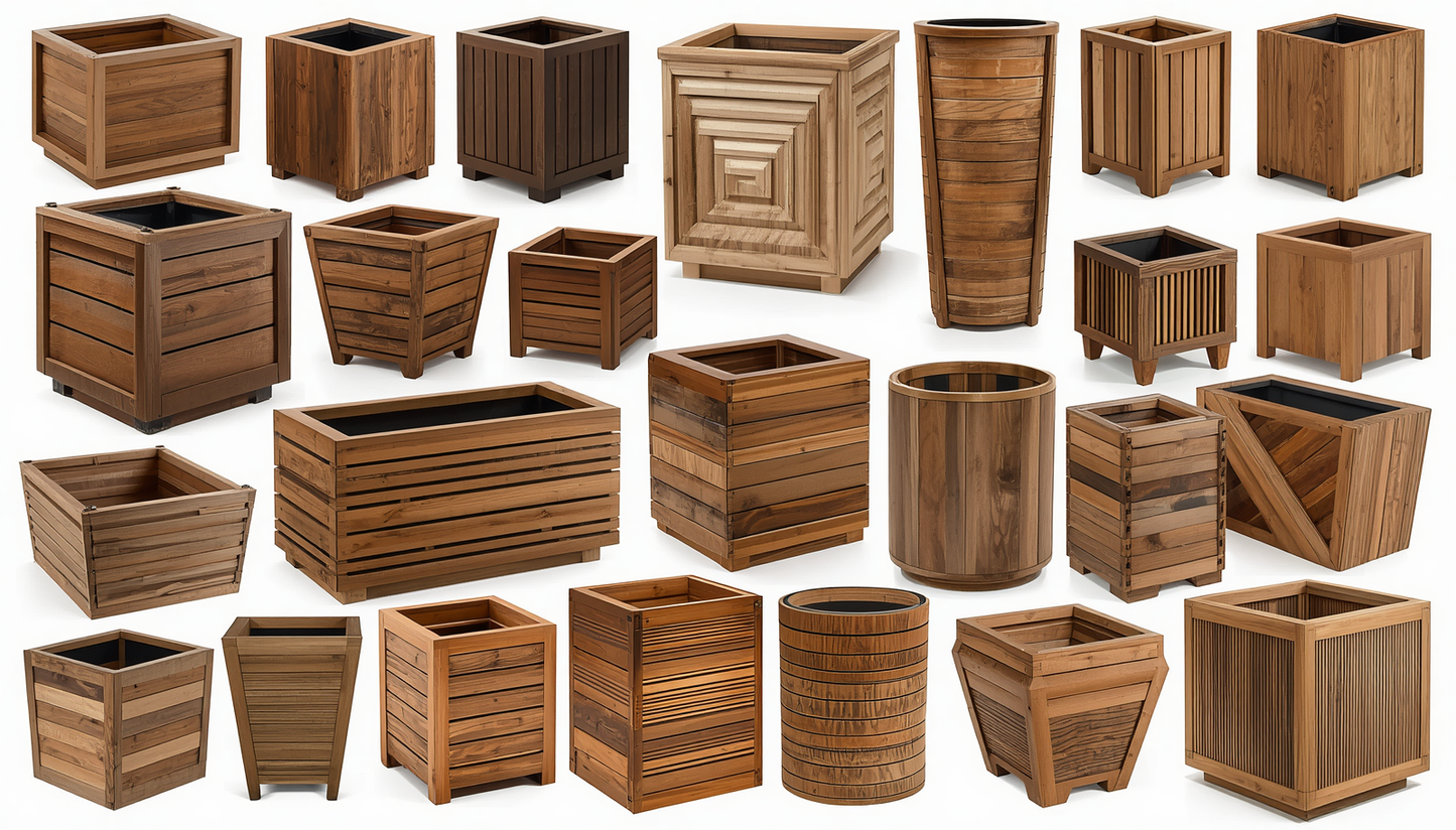 KirtKirt Wooden Planter | Wooden Flower Pot | 60x40x40 cm | Outdoor Flower Pot | Decorative Planter