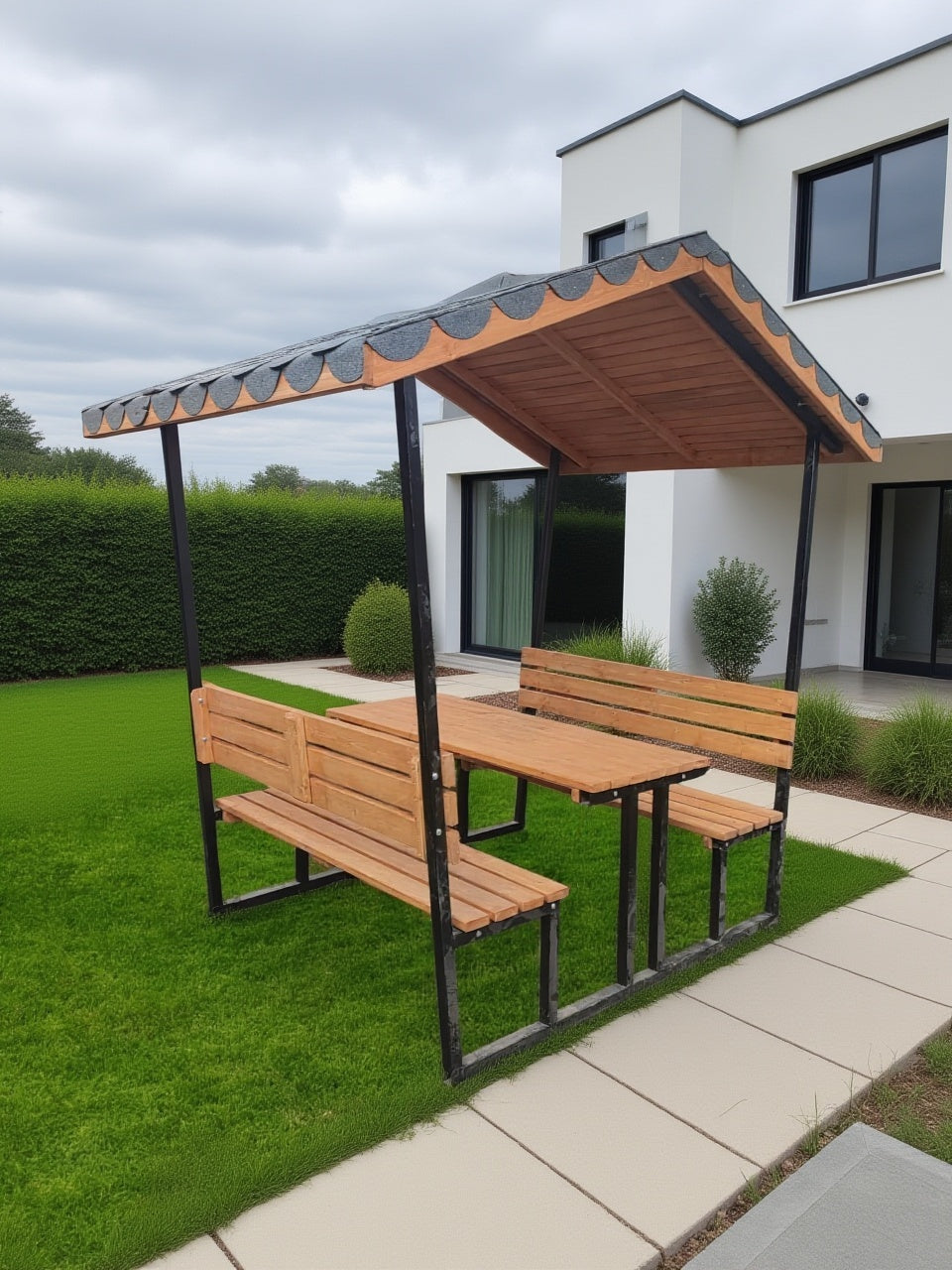 Kirtkirt Wooden – Gazebo Garden Table - Metal / Wood / Japanese
