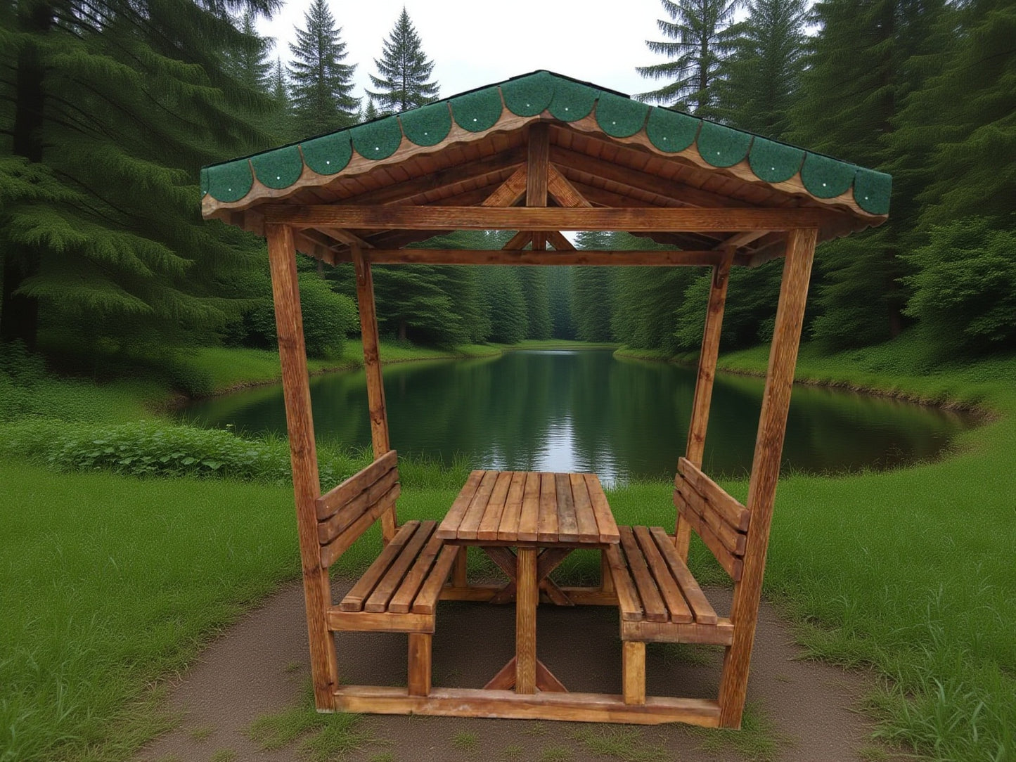 Kirtkirt Wooden – Gazebo Garden Table - Metal / Wood / Japanese
