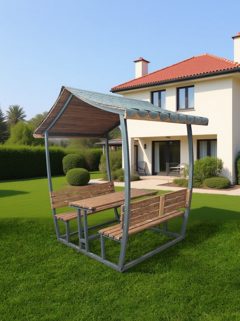 Kirtkirt Wooden – Gazebo Garden Table - Metal / Wood / Japanese