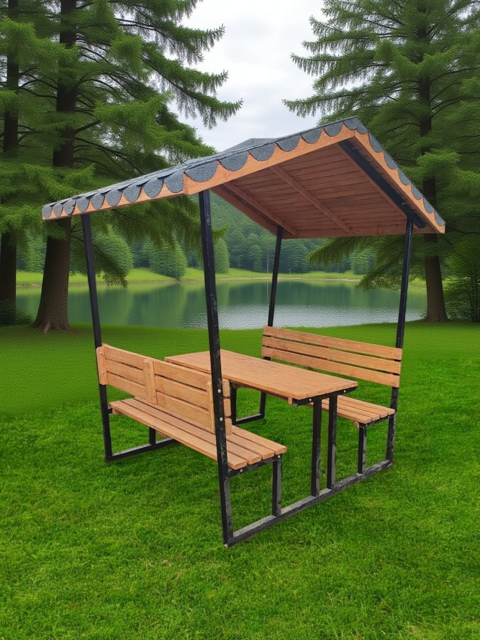 Kirtkirt Wooden – Gazebo Garden Table - Metal / Wood / Japanese