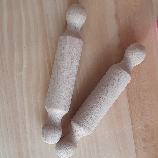 Mini Ahşap Merdane – Doğal Kayın Ağacı – 17,5 cm | Oyun Hamuru & Seramik & Mutfak