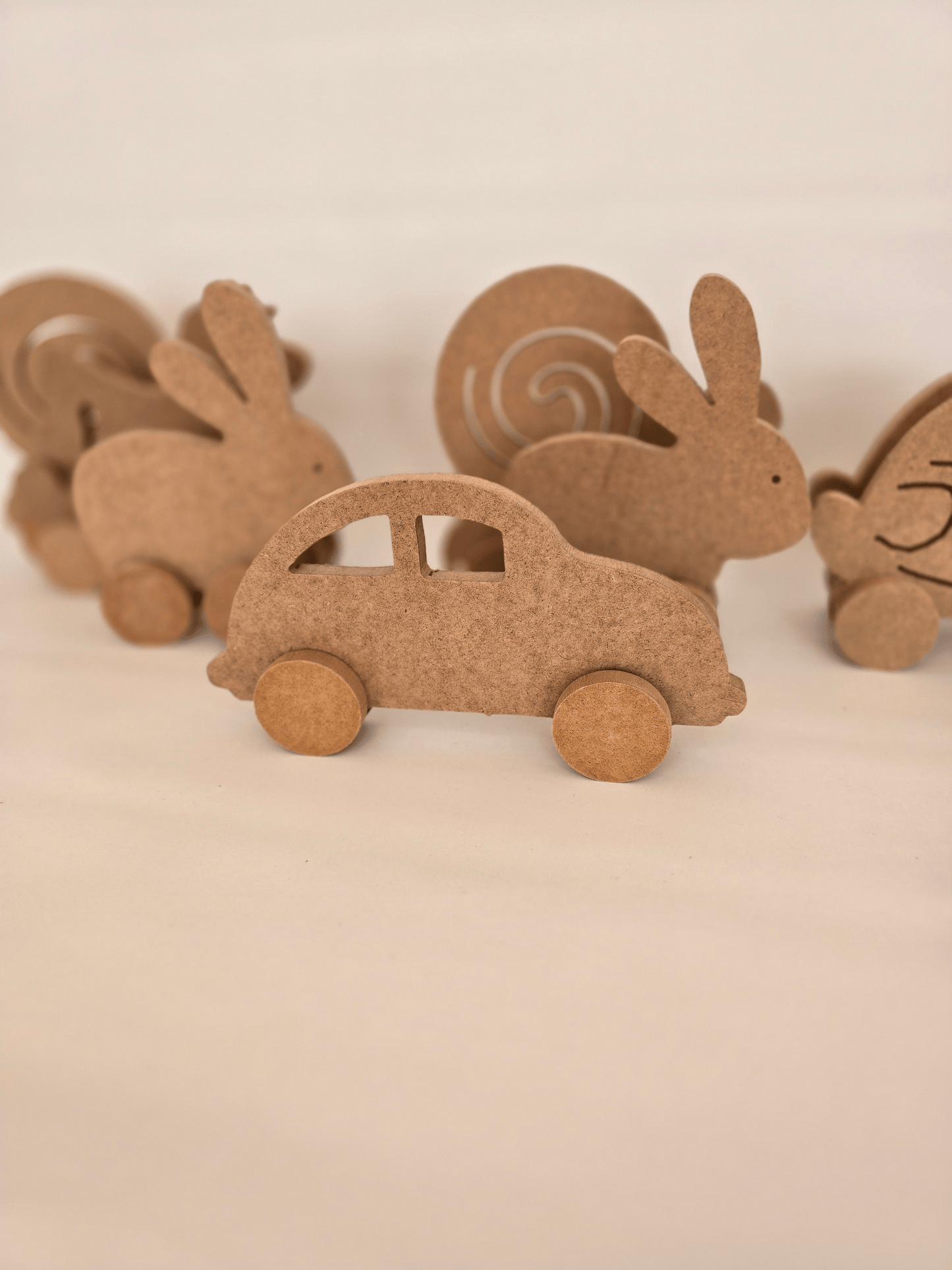 KirtKirt Wooden | Paintable Wheeled Animals | Kindergarten Activity Toy | Educational Toy