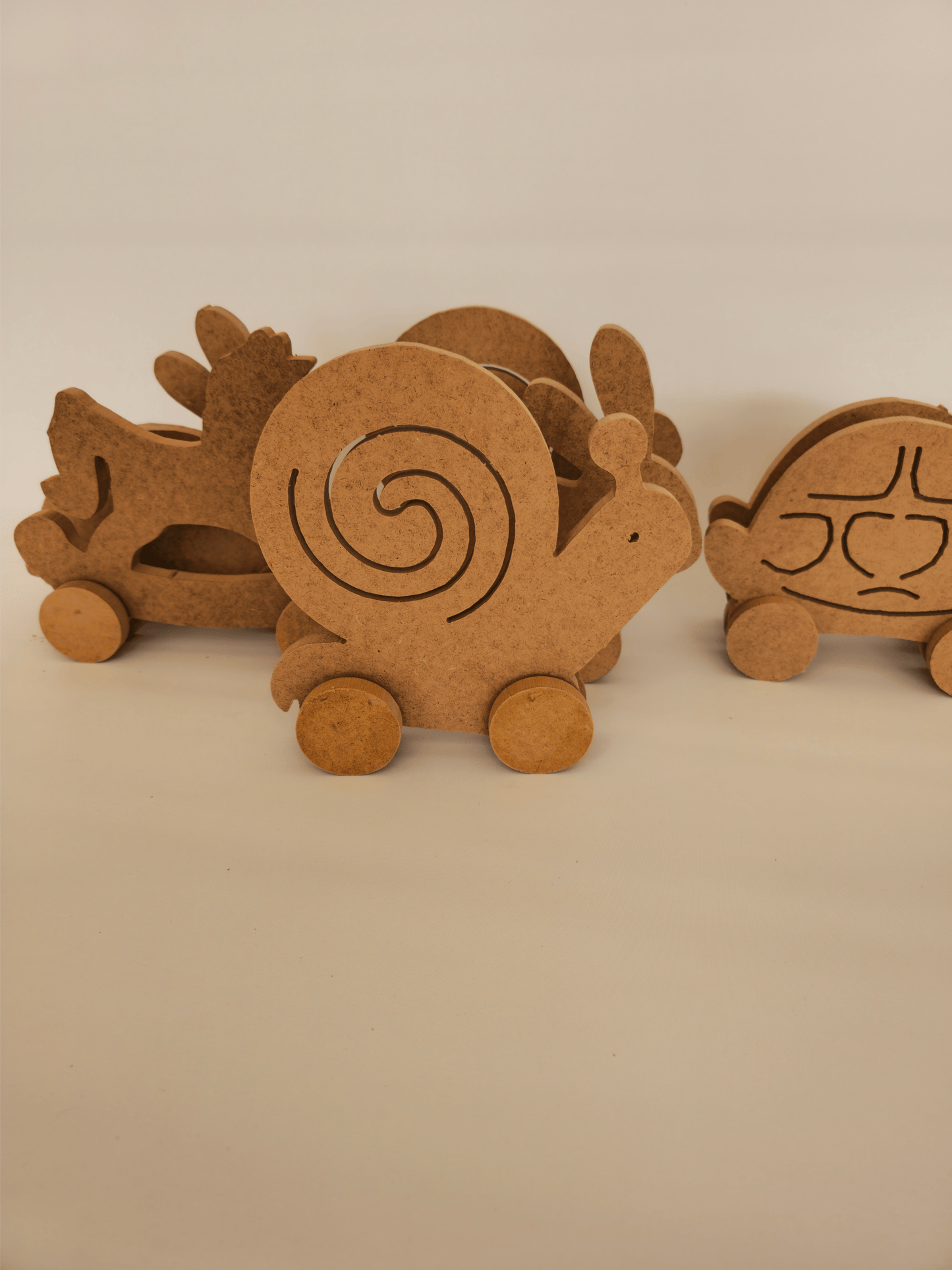 KirtKirt Wooden | Paintable Wheeled Animals | Kindergarten Activity Toy | Educational Toy
