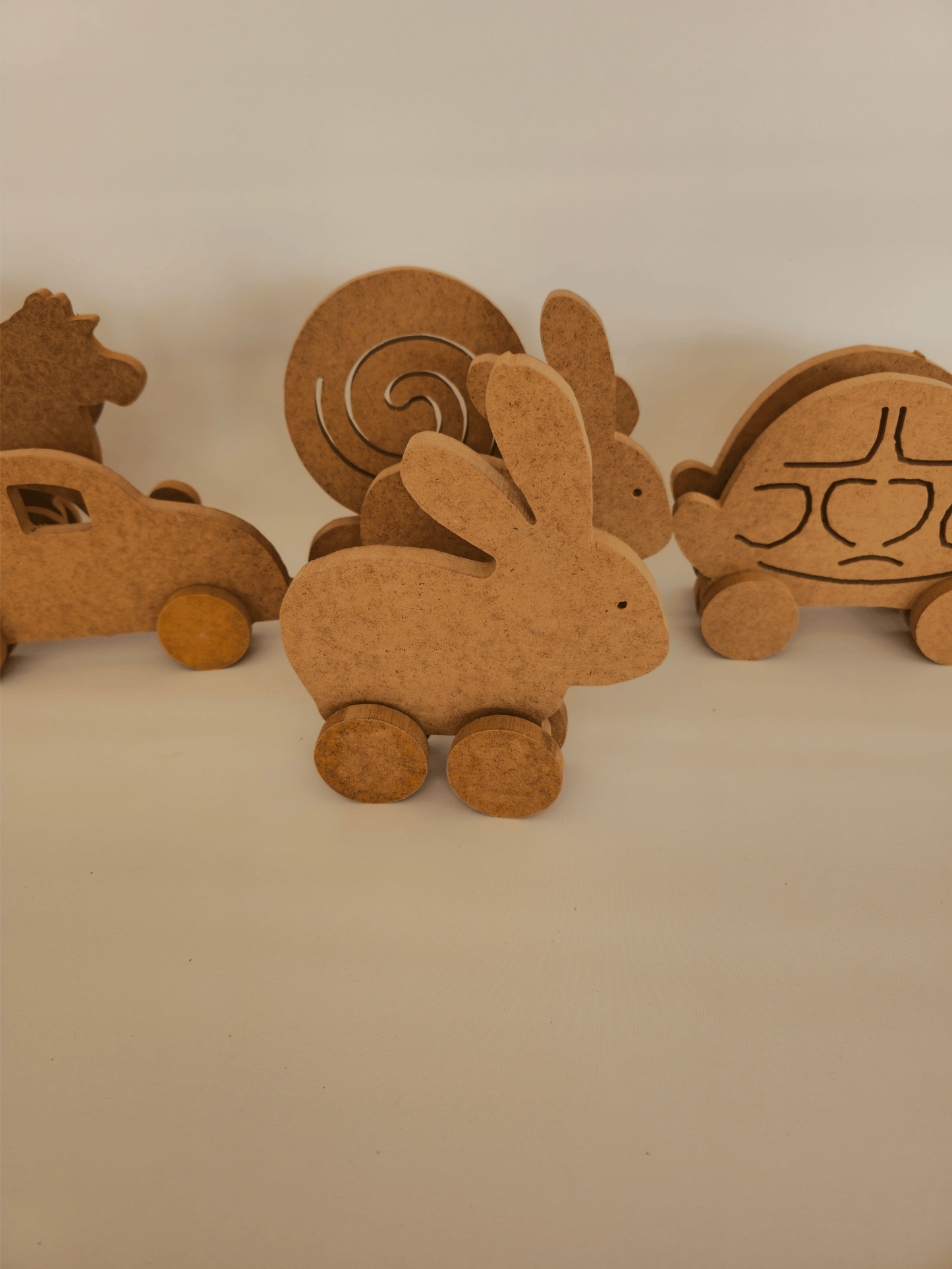 KirtKirt Wooden | Paintable Wheeled Animals | Kindergarten Activity Toy | Educational Toy