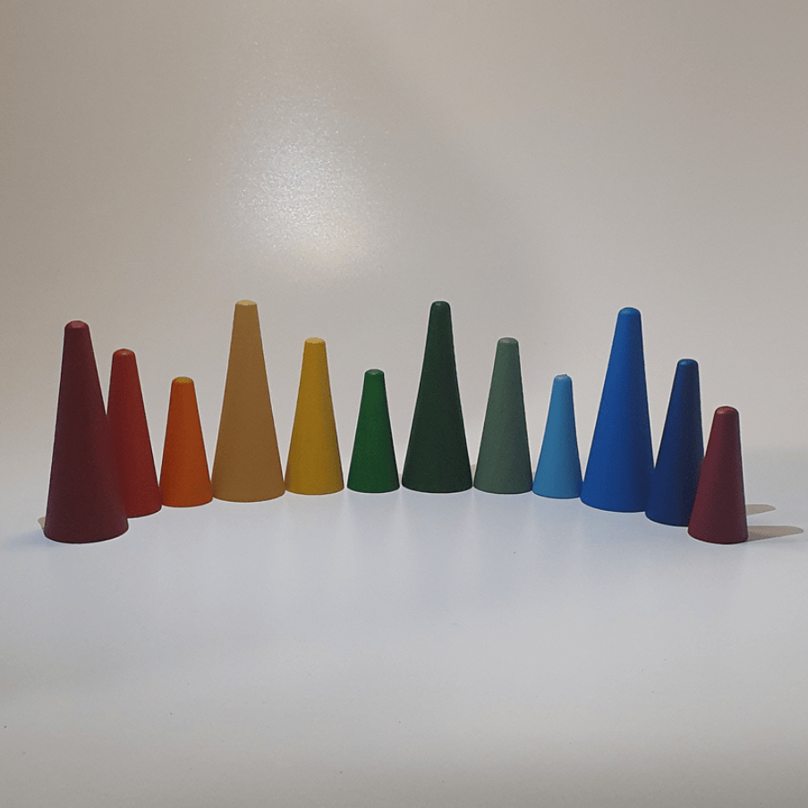 Waldorf Waldpyramide 12er Set pastellbemalt KirtKirt Holz