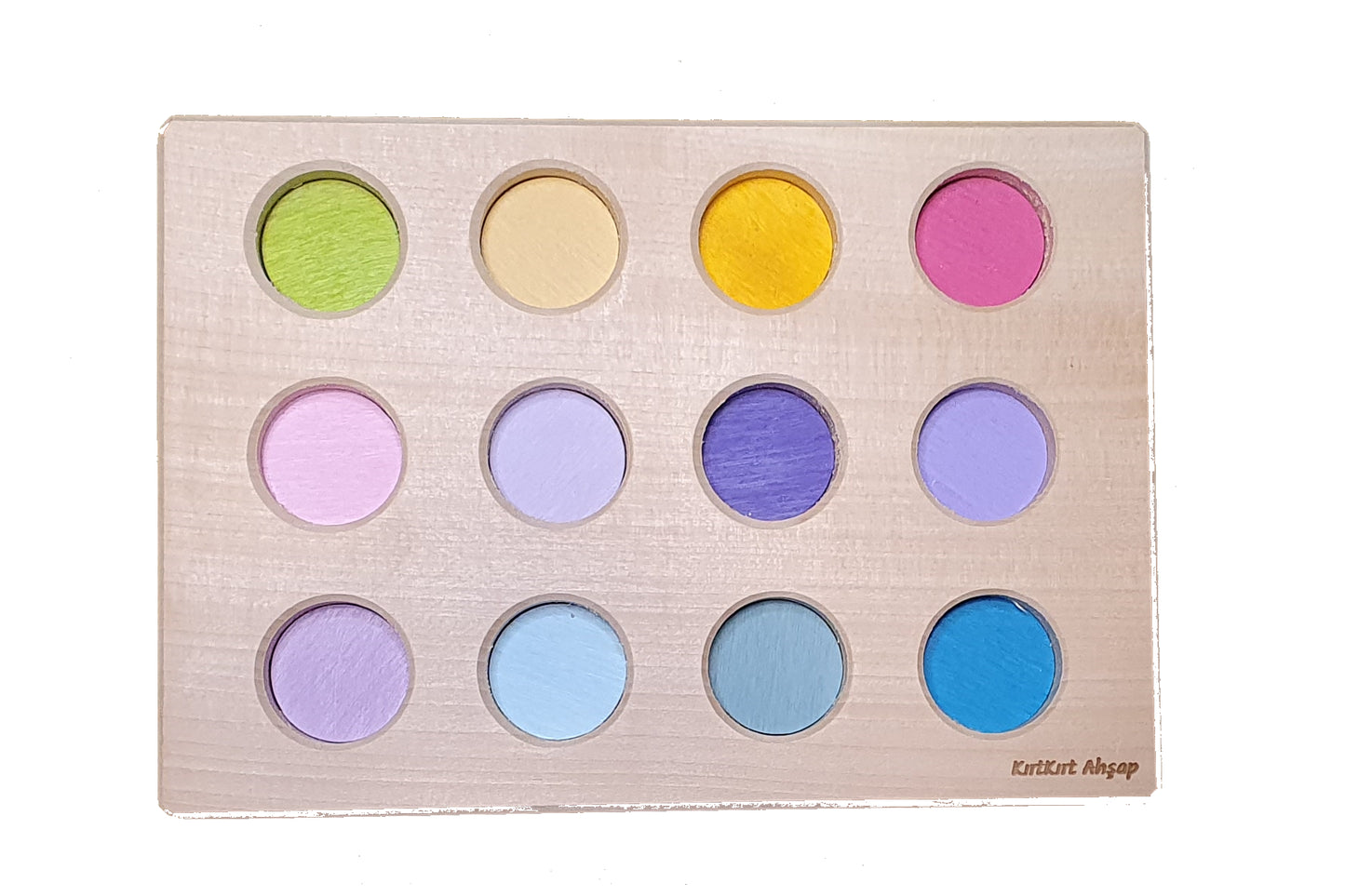 KirtKirt Holz | Waldorf Peg Baby Tablett + Klammern | Monate | Pastell