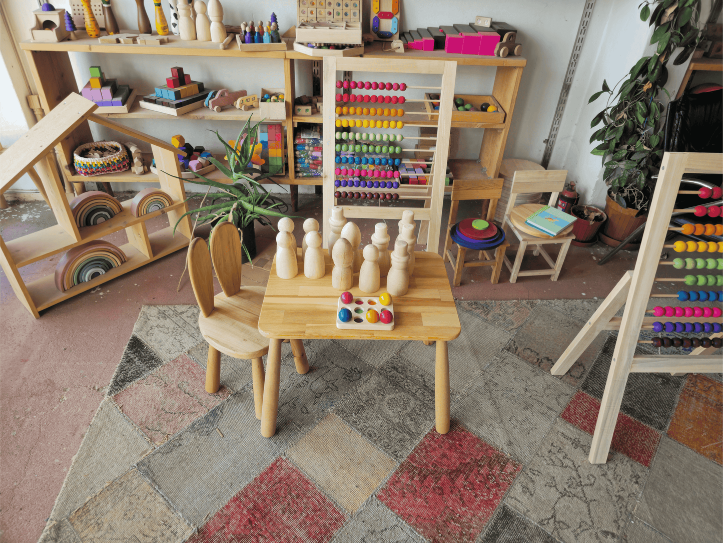 Tavsan Sandalye | Montessori Cocuk Sandalyesi | Dogal Ahsap | 32 cm Oturma Yuksekligi