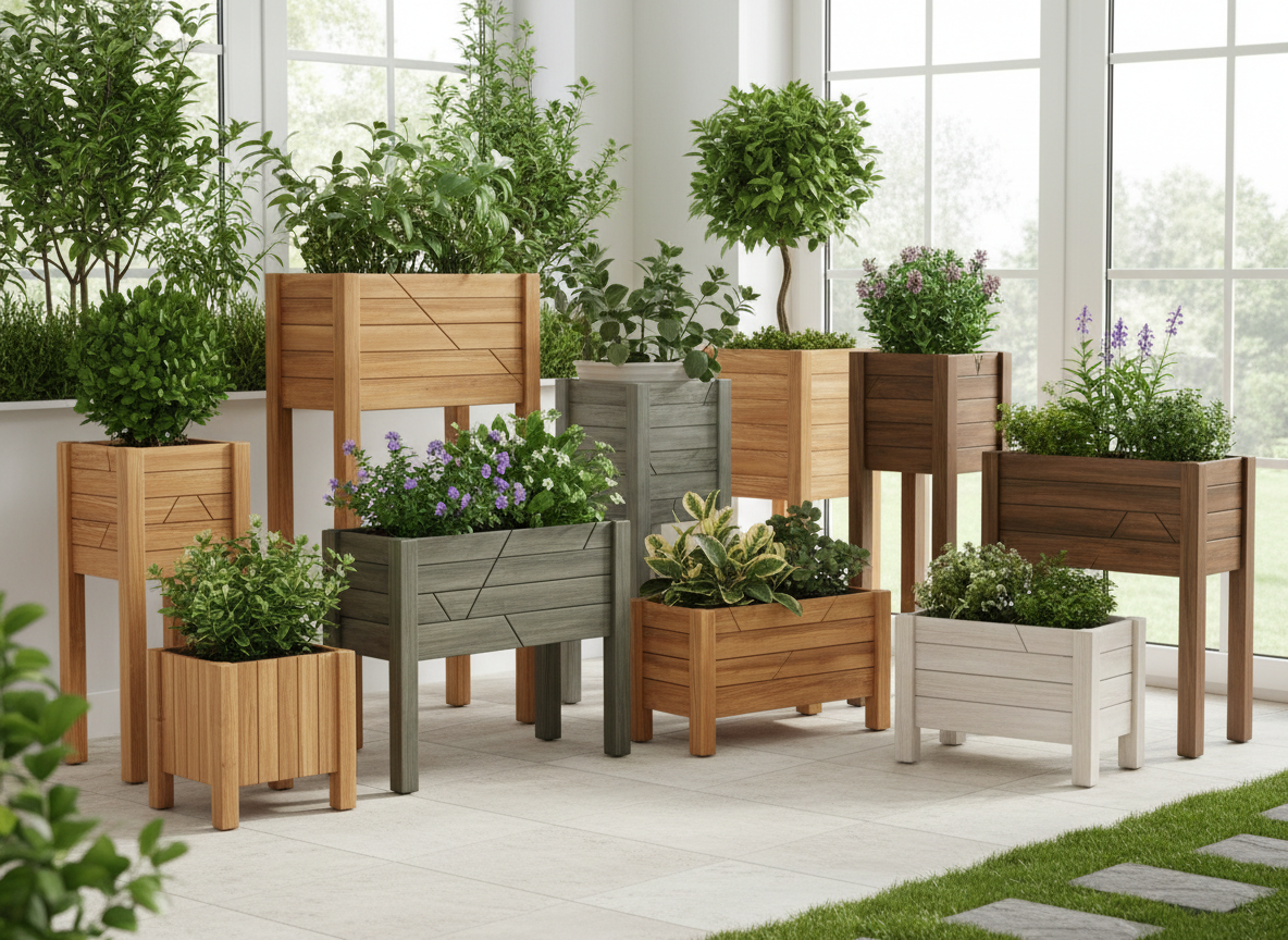KirtKirt Wooden Planter | Wooden Flower Pot | 60x40x40 cm | Outdoor Flower Pot | Decorative Planter