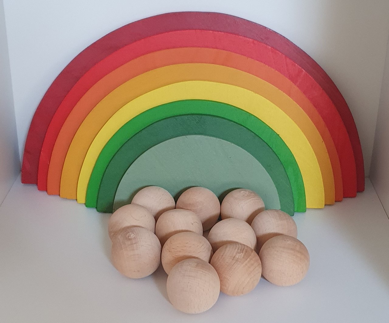 KirtKirt Ahsap | Ahsap Top | 4 cm 12 Adet | Dogal Ahsap Renkli Top Seti