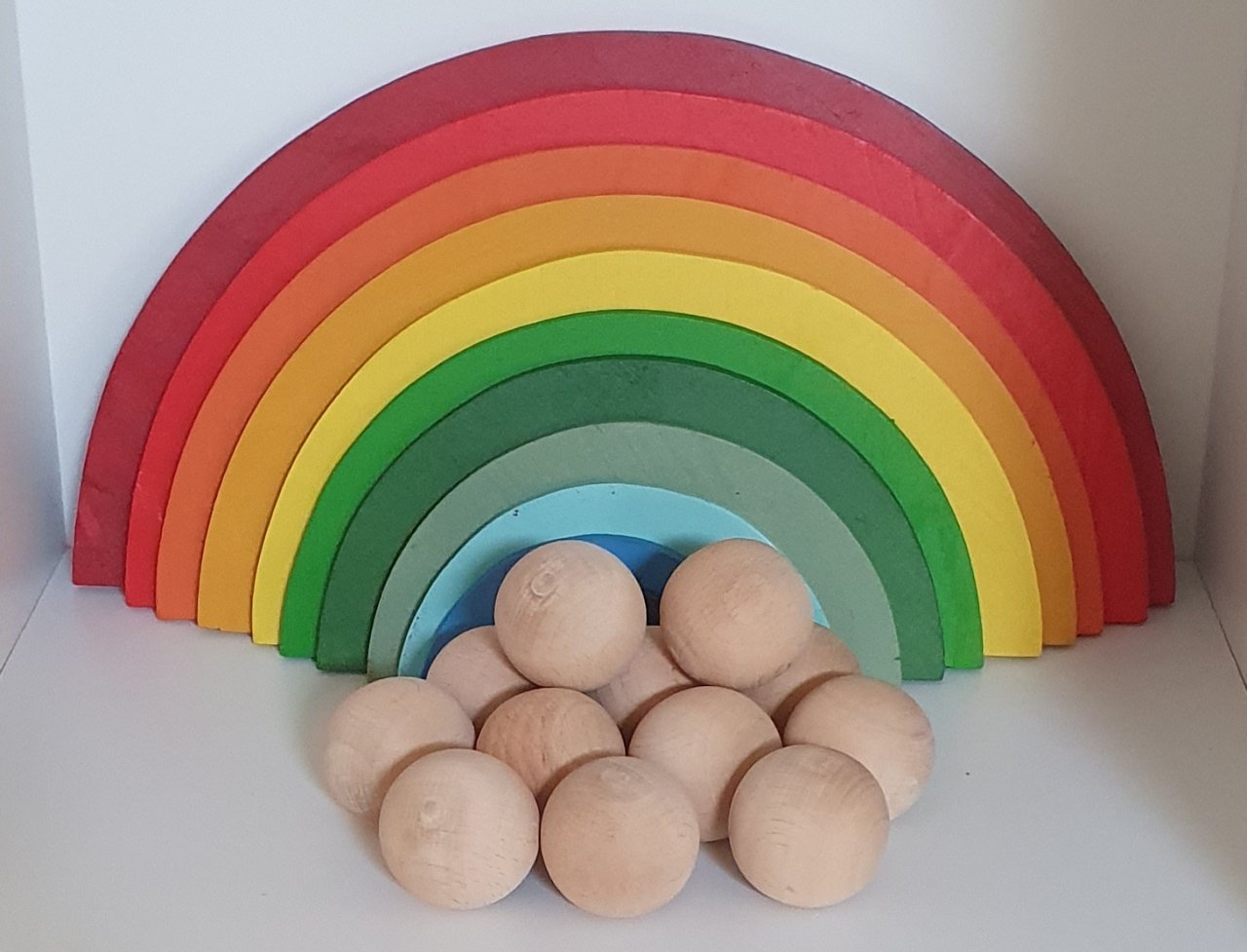 KirtKirt Ahsap | Ahsap Top | 5 cm 12 Adet | Dogal Ahsap Renkli Top Seti