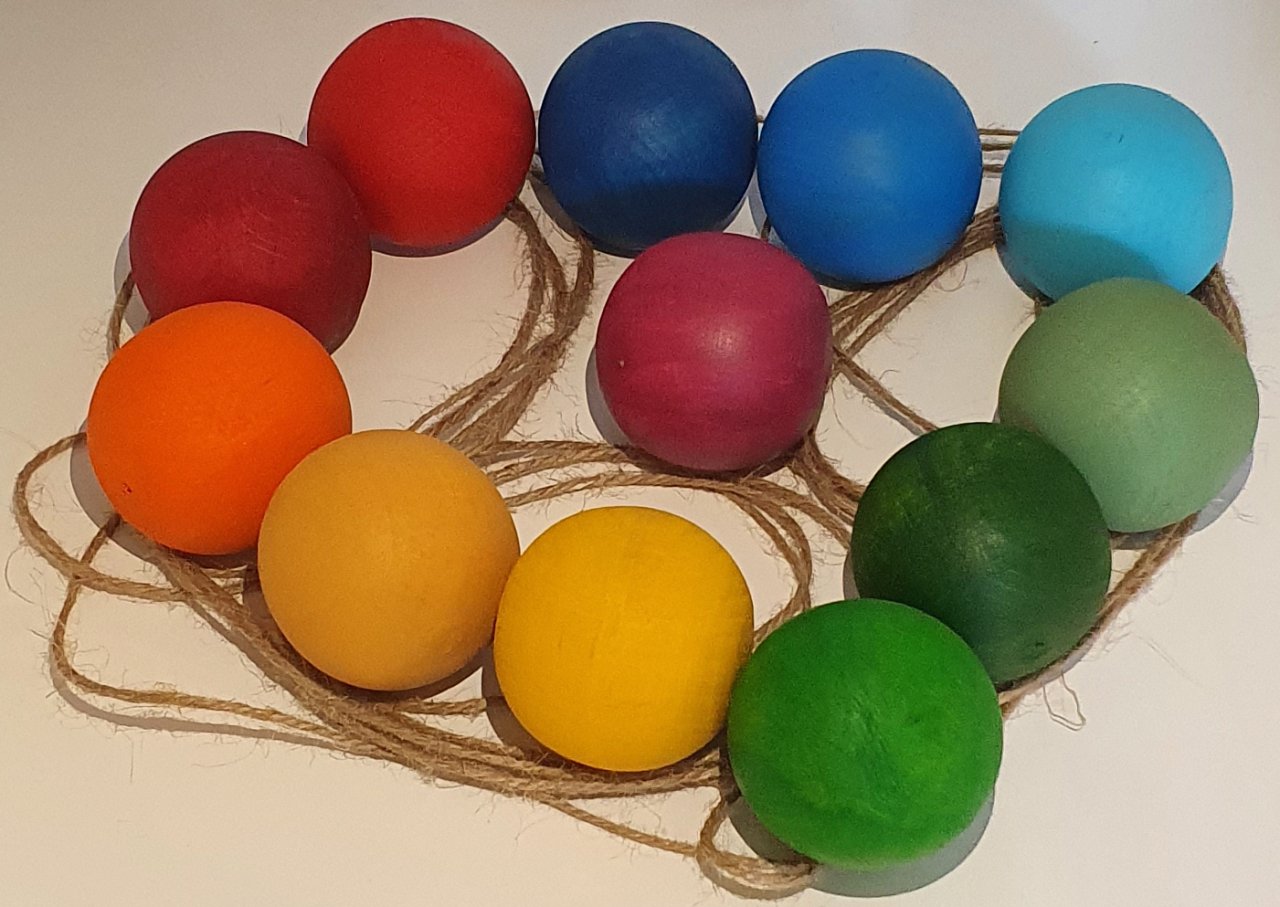 KirtKirt Ahsap | Ahsap Gokkusagi Top | 4 cm 12 Adet | Dogal Ahsap Renkli Top Seti