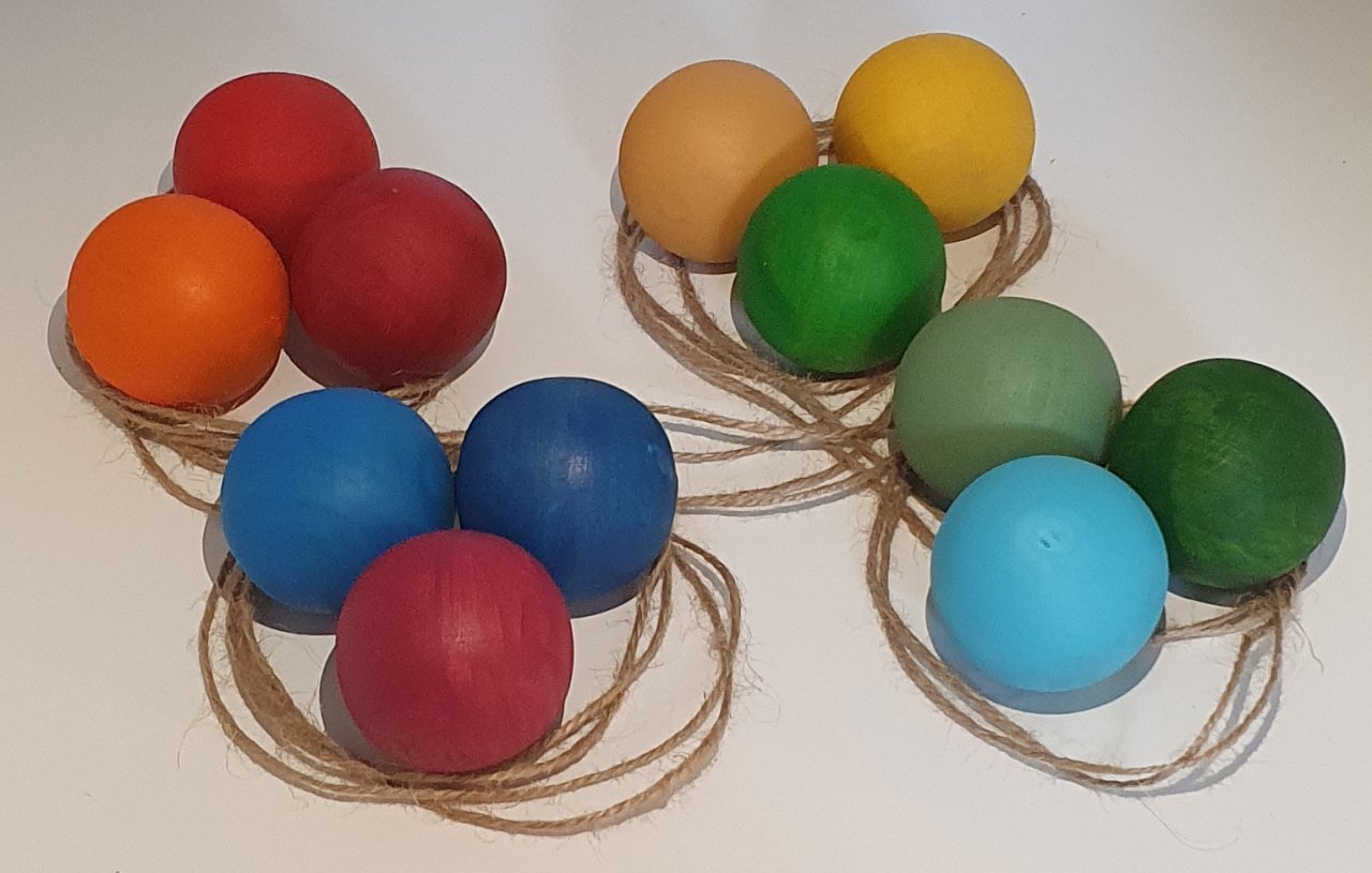 KirtKirt Ahsap | Ahsap Gokkusagi Top | 5 cm 12 Adet | Dogal Ahsap Renkli Top Seti