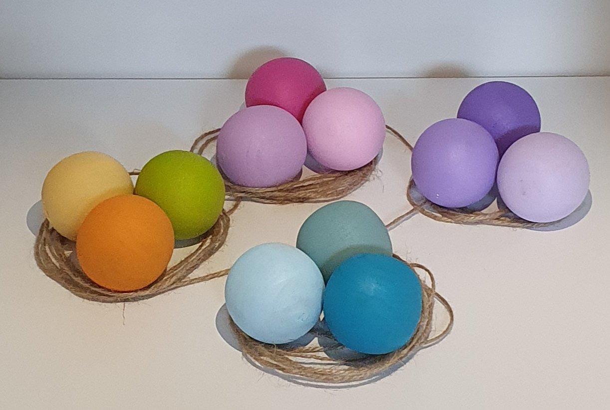 KirtKirt Ahsap | Ahsap Top | 4 cm 12 Adet | Dogal Ahsap Renkli Top Seti