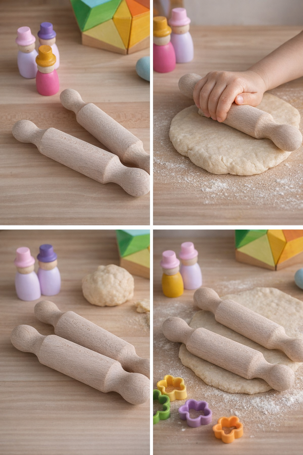 Mini Wooden Rolling Pin – Natural Beech Wood – 17.5 cm | Play Dough &amp; Ceramics &amp; Kitchen