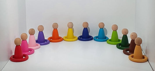 Waldorf Montessori Pegleri (Nins) ve Halkalari 12li Ýnsancik + Halka KirtKirt Ahsap