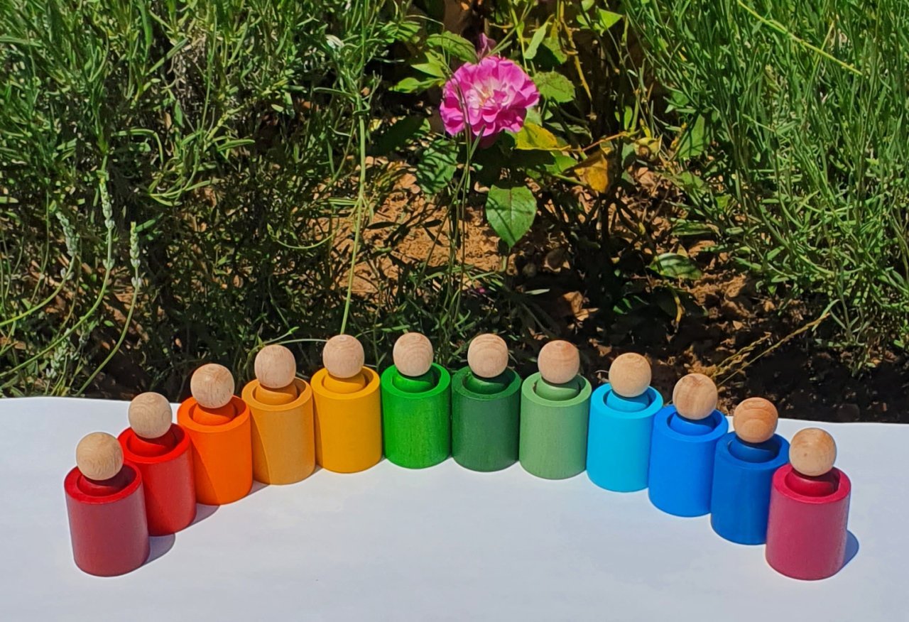 Waldorf Pegleri ve Duz Kase 12'li Pastel Tonlar KirtKirt Ahsap