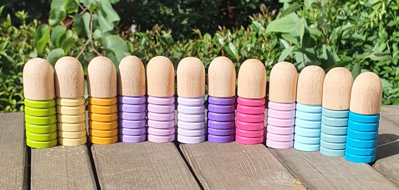 KirtKirt Ahsap Waldorf Gokkusagi Arkadaslari Tirtil 12 Adet – Pastel Tirtil Pegleri