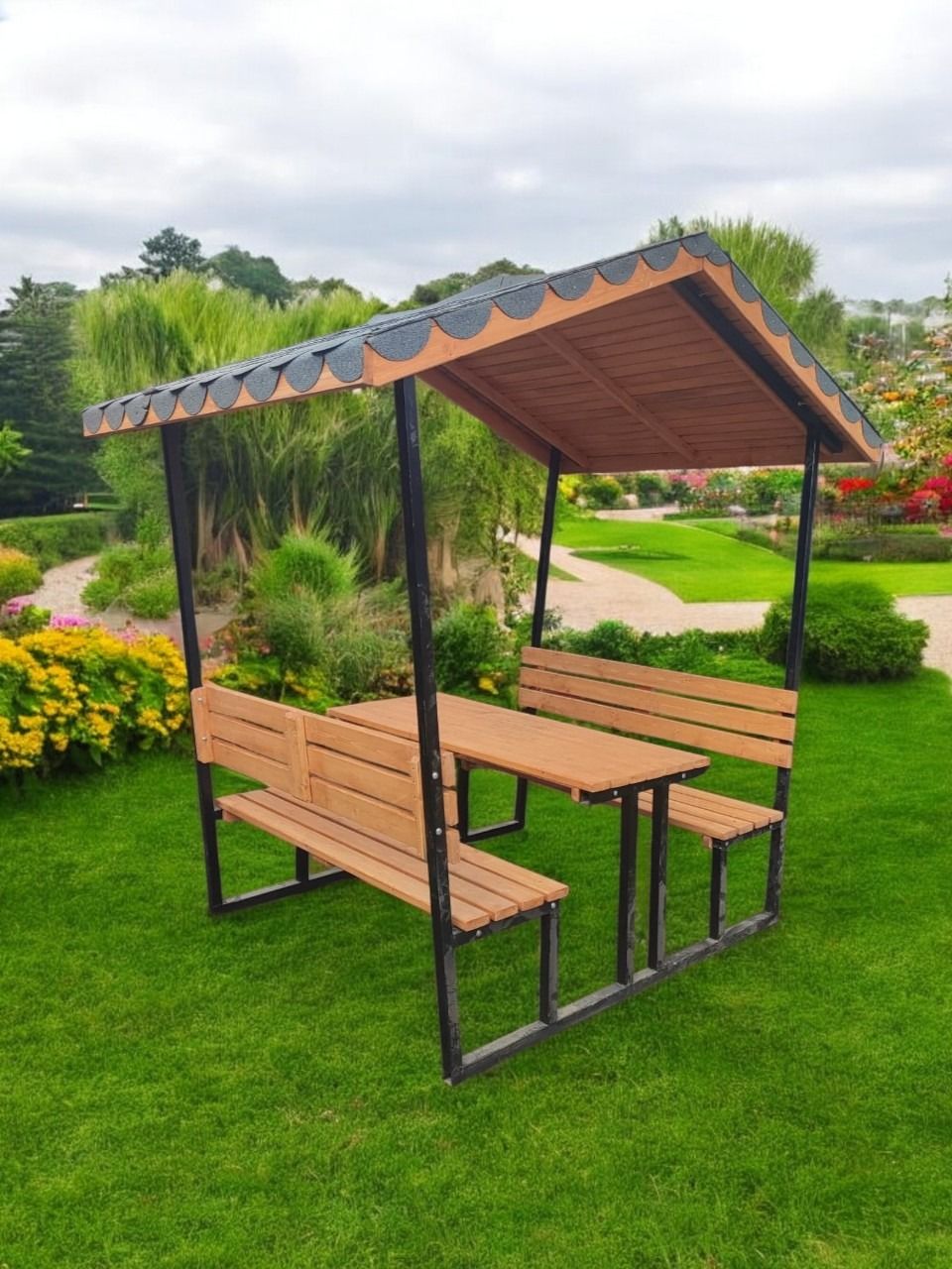 KirtKirt Ahsap Japon cati Model cardak Kamelya Bahce Masasi